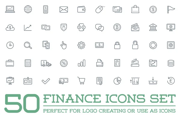 Conjunto de 50 iconos del dinero financiero — Vector de stock