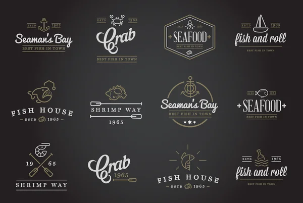 Sea Food Elements and Sea Signs — Stockvector