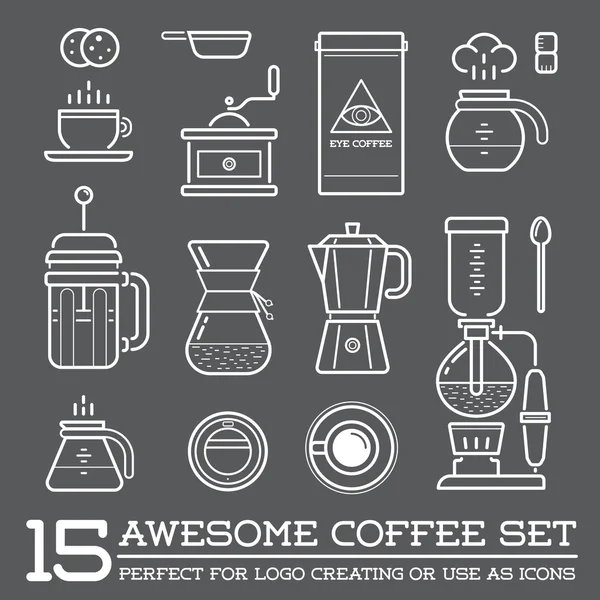 Kaffee-Elemente und Kaffee-Zubehör — Stockvektor
