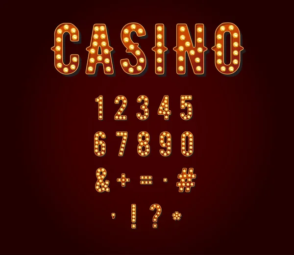 Casino light bulb Digits or Numbers — Stockvector