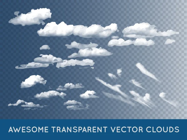 Nuages transparents impressionnants — Image vectorielle