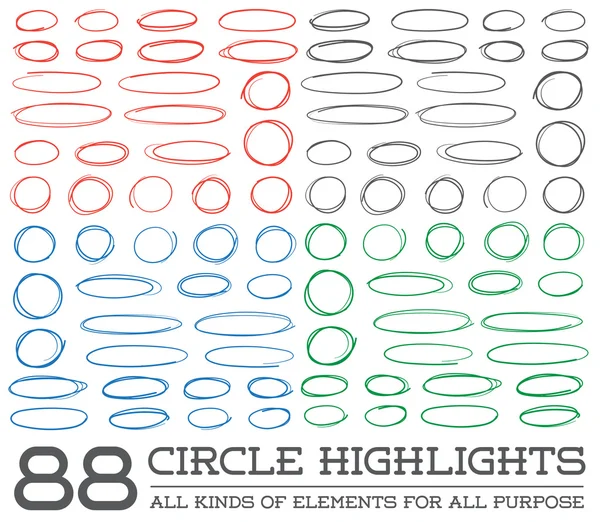 Handgezeichnete Kreise Runden Set — Stockvektor