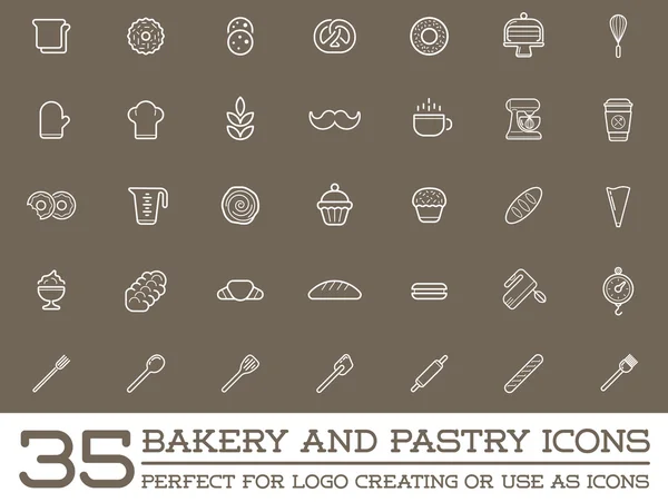 Panadería Elementos de pastelería e iconos de pan — Vector de stock