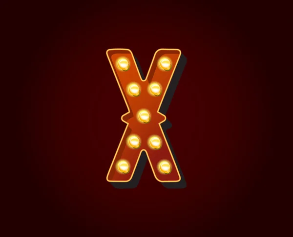 Lâmpada alfabeto letra X — Vetor de Stock