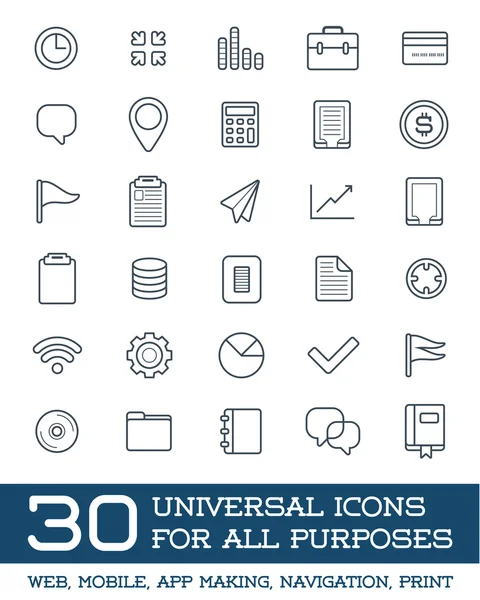 30 Conjunto de ícones universais — Vetor de Stock