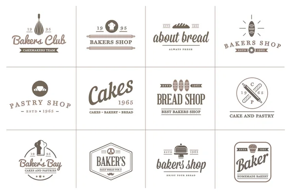 Elementos de pastelaria e ícones de pão —  Vetores de Stock