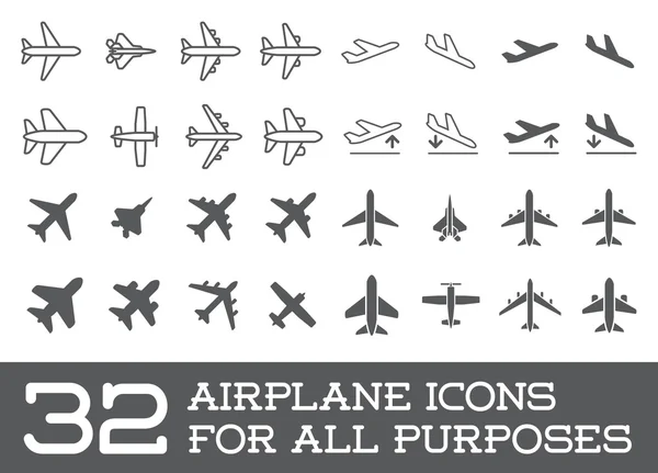 Комплект самолётов или самолётных иконок — стоковый вектор