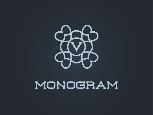 Modèle de conception de monogramme avec lettre V — Image vectorielle