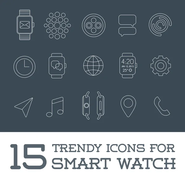 15 frische Smartwatch-Symbole — Stockvektor