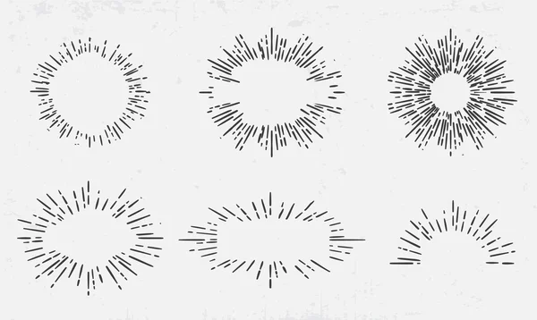 Sol estallido vintage formas elementos — Archivo Imágenes Vectoriales