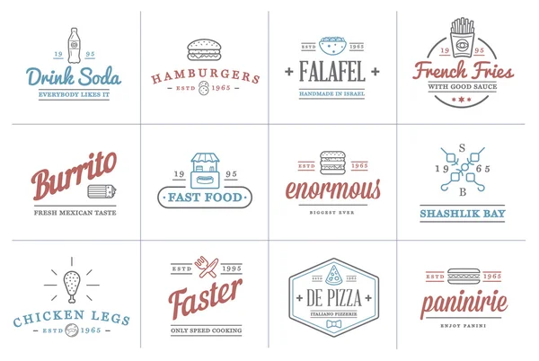 Set of Fast Food Elements Icons — Stock Vector