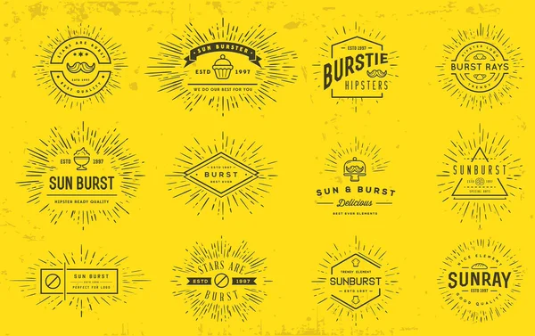 Sun burst vintage shapes elements — Stockový vektor