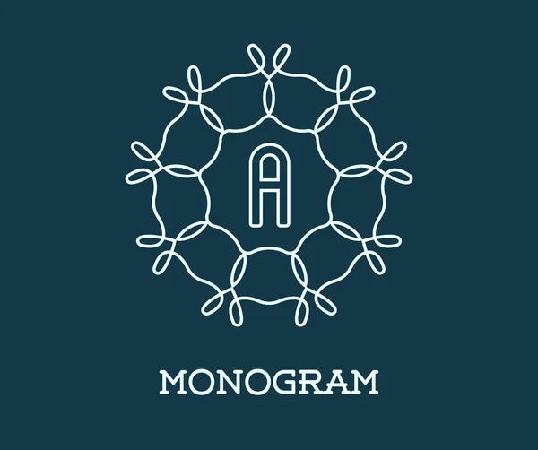 Modello di design monogram con lettera A — Vettoriale Stock