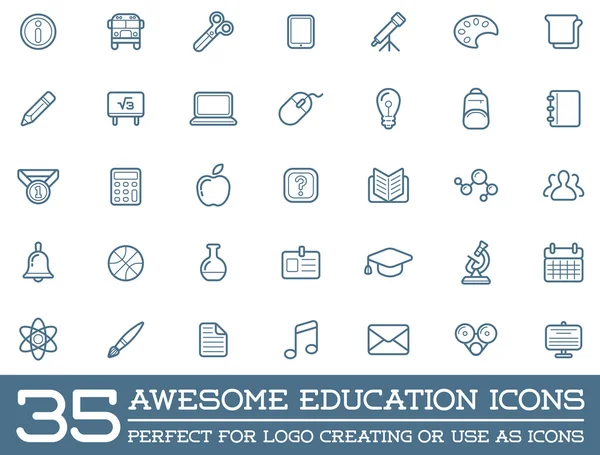 Conjunto de 35 iconos educativos — Vector de stock