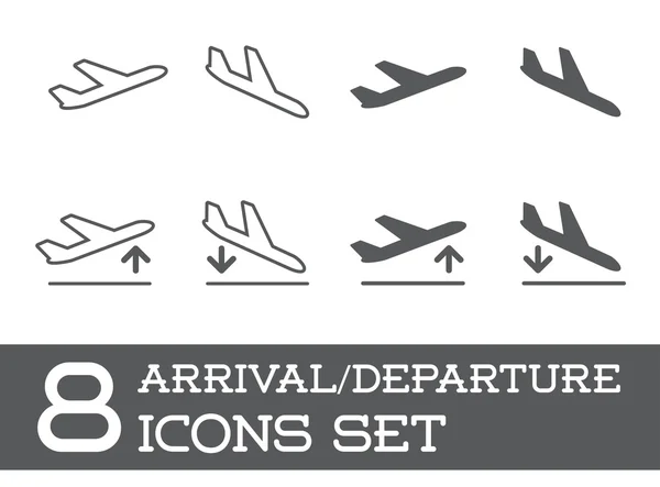 Conjunto de ícones de aeronaves ou aviões — Vetor de Stock