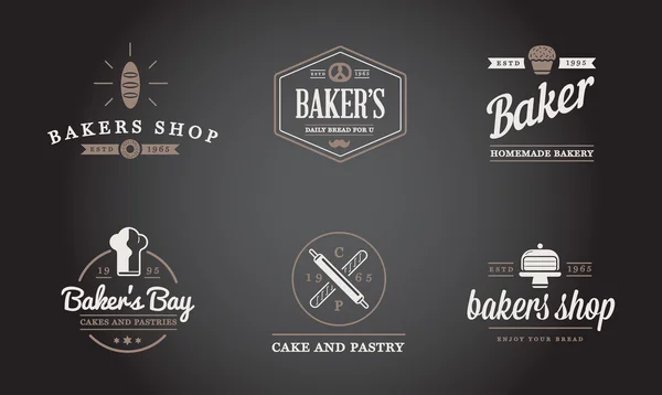 Bakery Pastry Elements and Bread Icons — Stock Vector