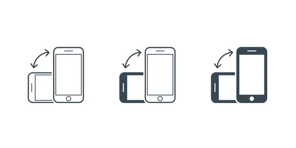 Rotation Smartphone ou icônes de téléphone cellulaire — Image vectorielle