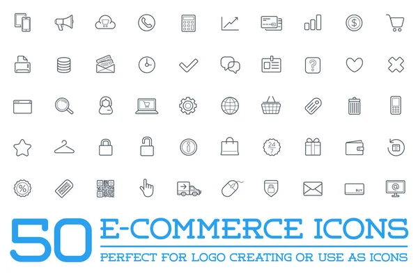 E-Commerce Icons Shopping and Online — Stock Vector