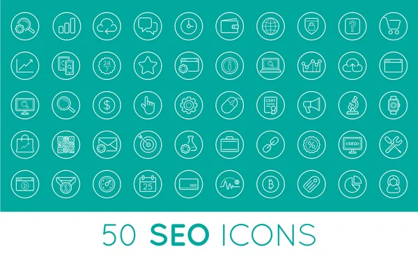 Ensemble de 50 icônes SEO — Image vectorielle