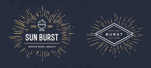 Sun burst vintage shapes elements