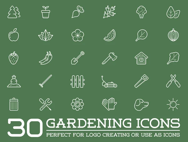 Set of 30 Garden and Farm Elements — ストックベクタ