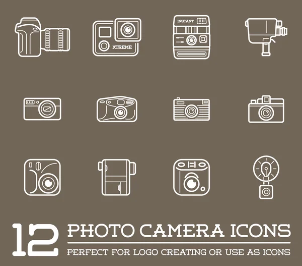 Cámara de fotos e iconos de la cámara de vídeo — Vector de stock