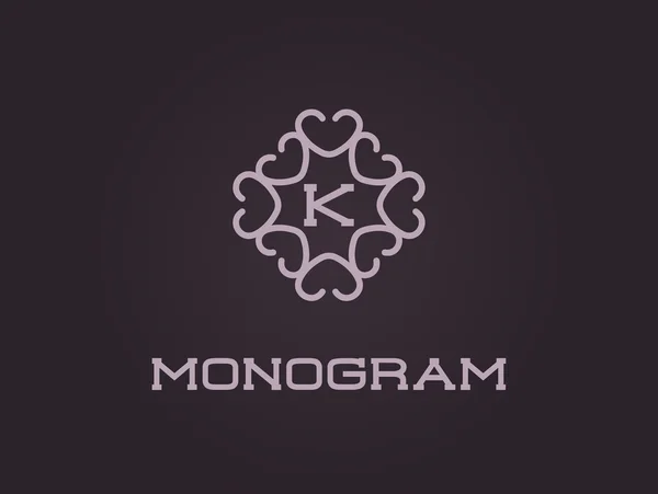 Modèle de conception de monogramme avec lettre K — Image vectorielle