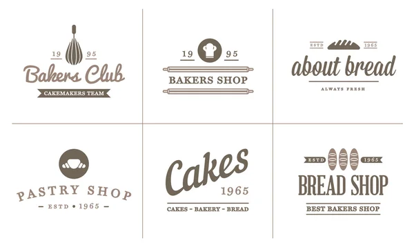 Bakkerij gebak elementen en brood pictogrammen — Stockvector