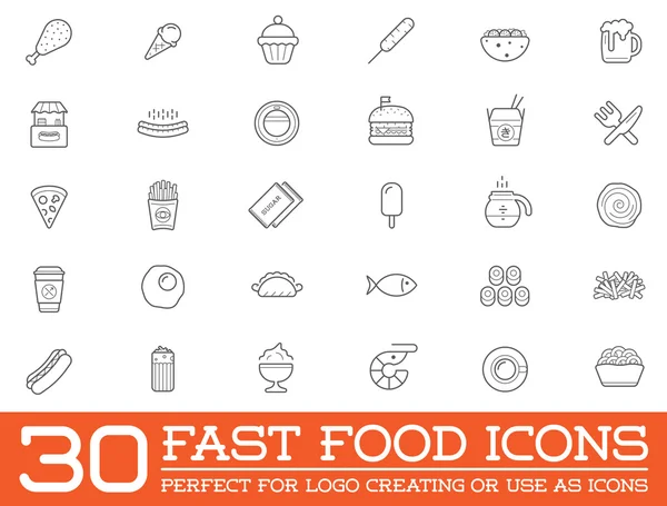 Zestaw ikon elementy Fast Food — Wektor stockowy