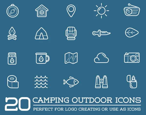 Conjunto de Camping Camp Elements — Archivo Imágenes Vectoriales