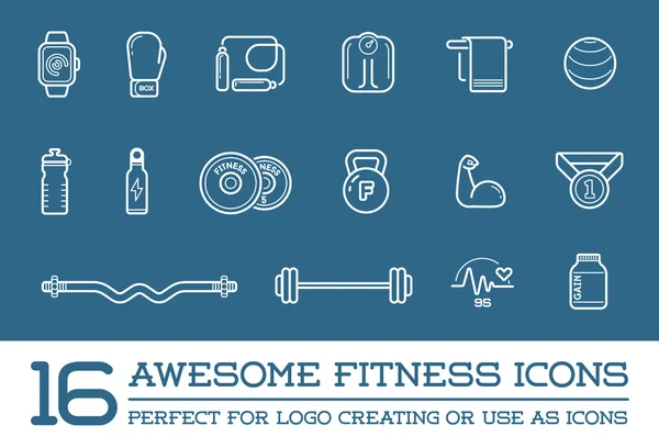 Fitness Aeróbicos Elementos e iconos del gimnasio — Vector de stock