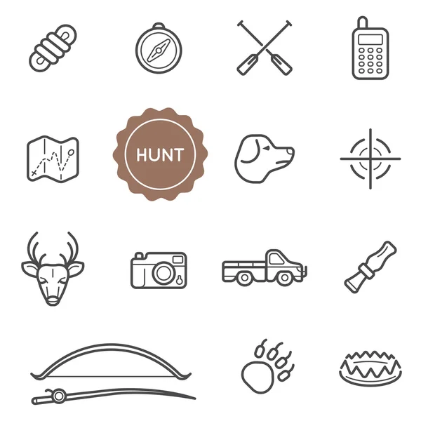 Set of Outdoor Hunting Elements — Stock Vector