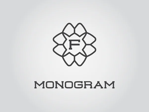 F betűvel Monogram tervezősablon — Stock Vector