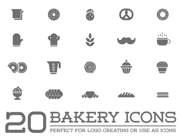 Bakery Pastry Elements and Bread Icons — Stock Vector