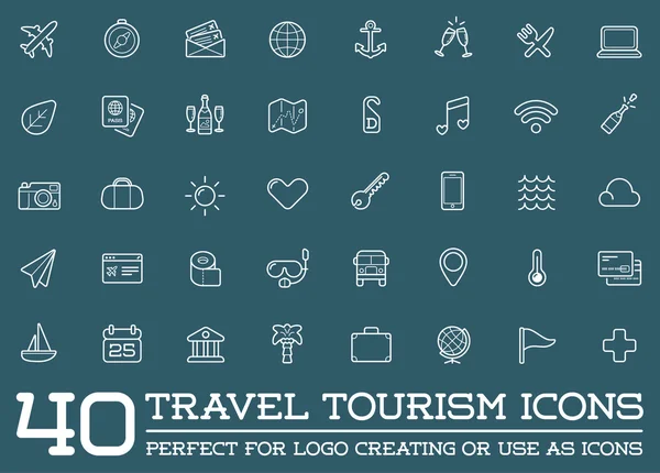 Travel Tourism and Holiday Elements Icons — Stock Vector