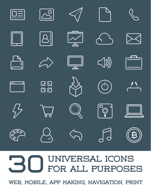 30 Conjunto de ícones universais — Vetor de Stock