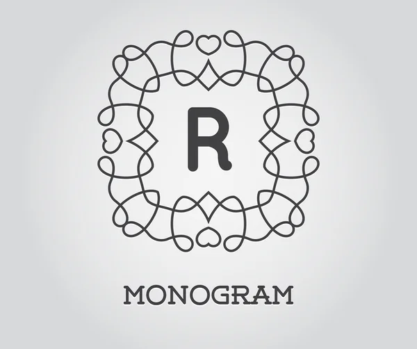 Modelo de design de monograma com letra R —  Vetores de Stock