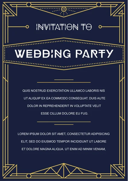 Grande Convite Vintage para Festa de Casamento —  Vetores de Stock