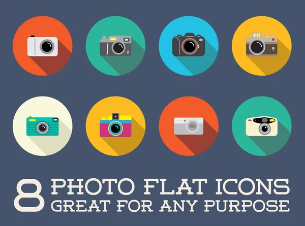 Photo Camera Photography Elements Icons — Stock Vector