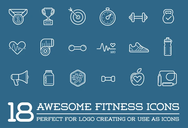 Fitness Aeróbicos Elementos e iconos del gimnasio — Vector de stock