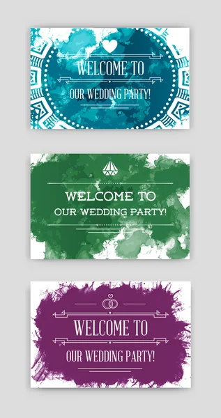Set bruiloft uitnodigingskaart — Stockvector