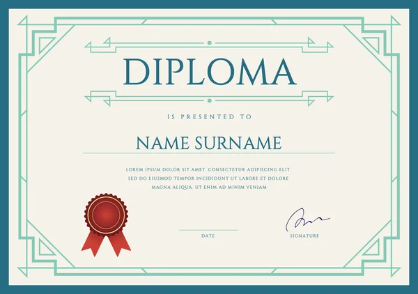 Diploma or Certificate Premium Design Template — Stock Vector