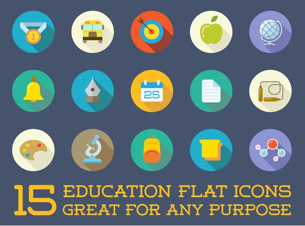 Set of education flat icon - Stok Vektor