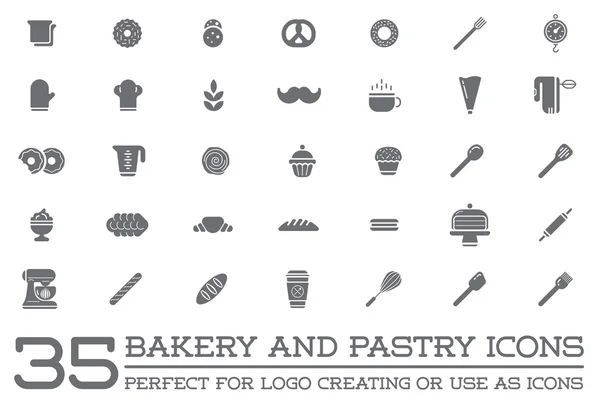 Panadería Elementos de pastelería e iconos de pan — Vector de stock