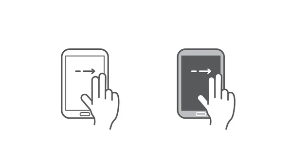 Iconos con las manos sosteniendo el dispositivo inteligente — Vector de stock
