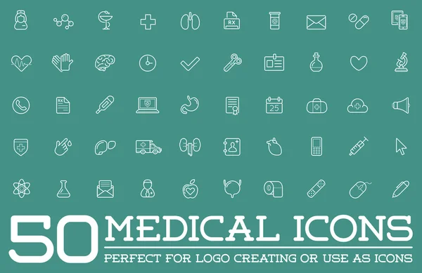 Set of 50 Medical Health Icons — Stockový vektor