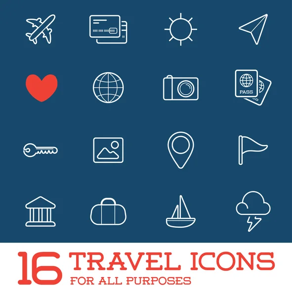 16 комплектов иконок для путешествий — стоковый вектор