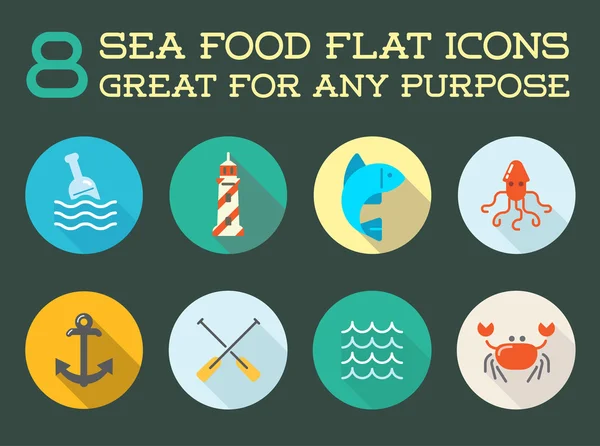 Elementos alimentares do mar e sinais do mar — Vetor de Stock