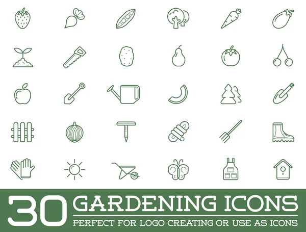 Set of 30 Garden and Farm Elements — Stockvector
