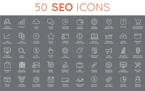 Set van 50 pictogrammen van Seo — Stockvector